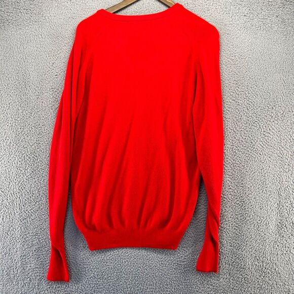 Vintage Knit Sweater Men's Large Red V Neck Pullover Acrylic Town & Country 90s - Picture 8 of 11